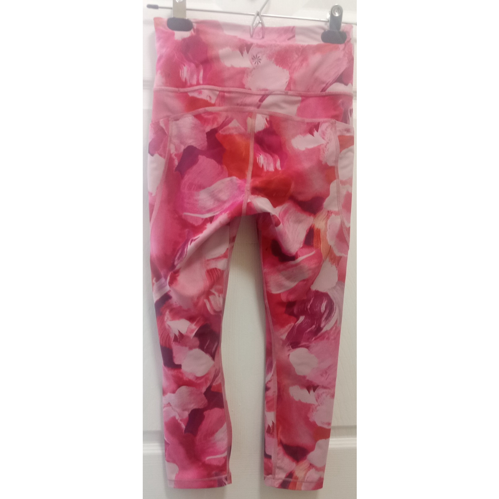 Athleta Womens Ultimate Stash II Sz XS Capri Leggings Pink Floral Athleisure Gym - Picture 2 of 6